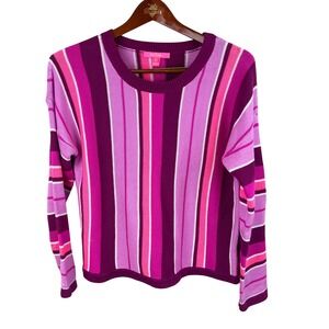 Lilly Pulitzer Sweater XL‎ Pink Striped Long Sleeve Knit Pullover Top Resort